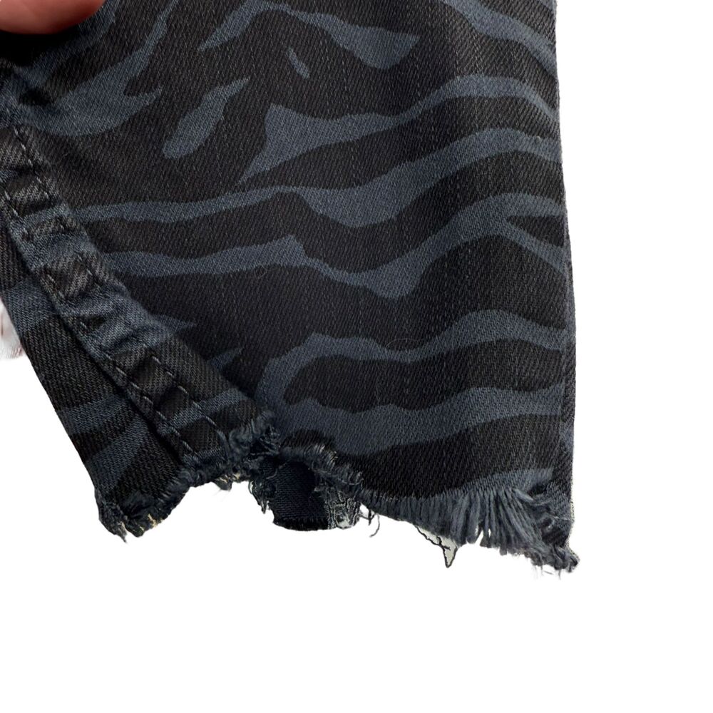 Zara Zebra Print Skinny Jeans 6 High Rise Raw Hem Blue Black Stretch Dark Wash - Picture 10 of 11